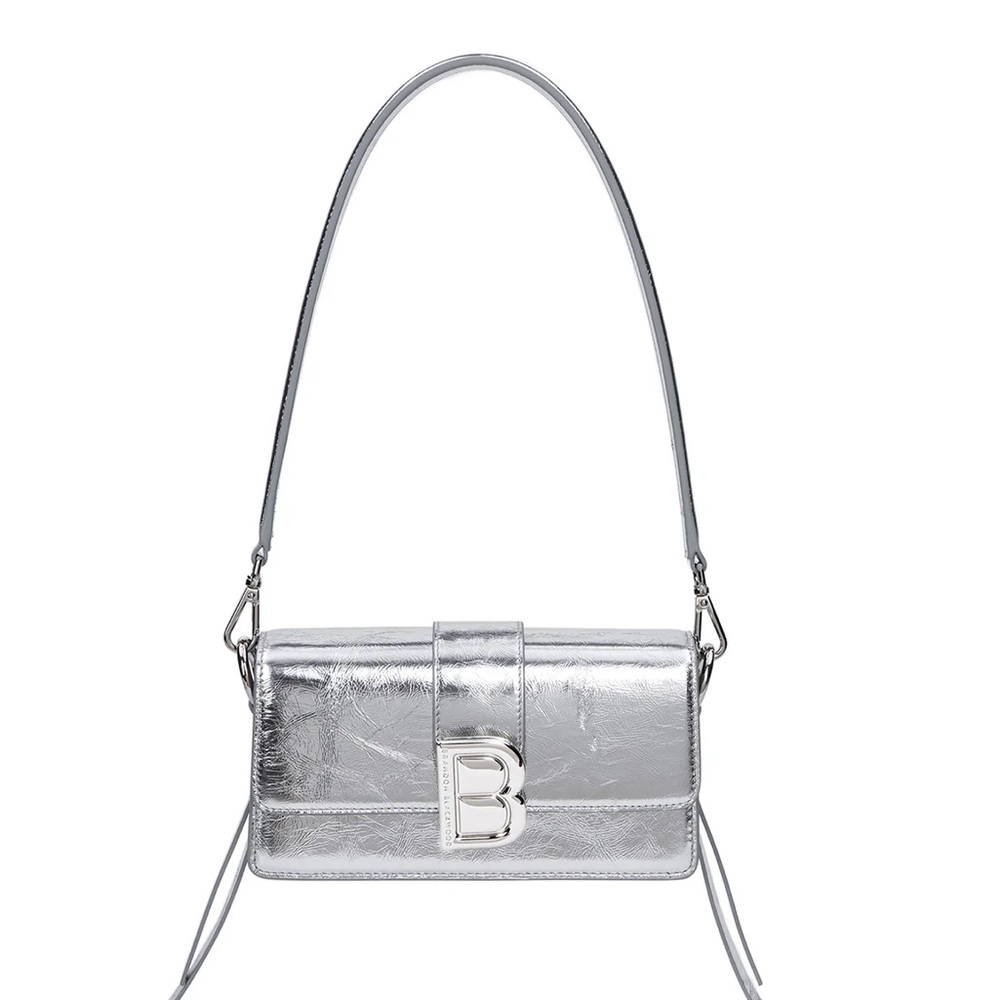 Brandon Blackwood Medium Nia Bag- Metallic Silver Leather - Picture 1 of 9